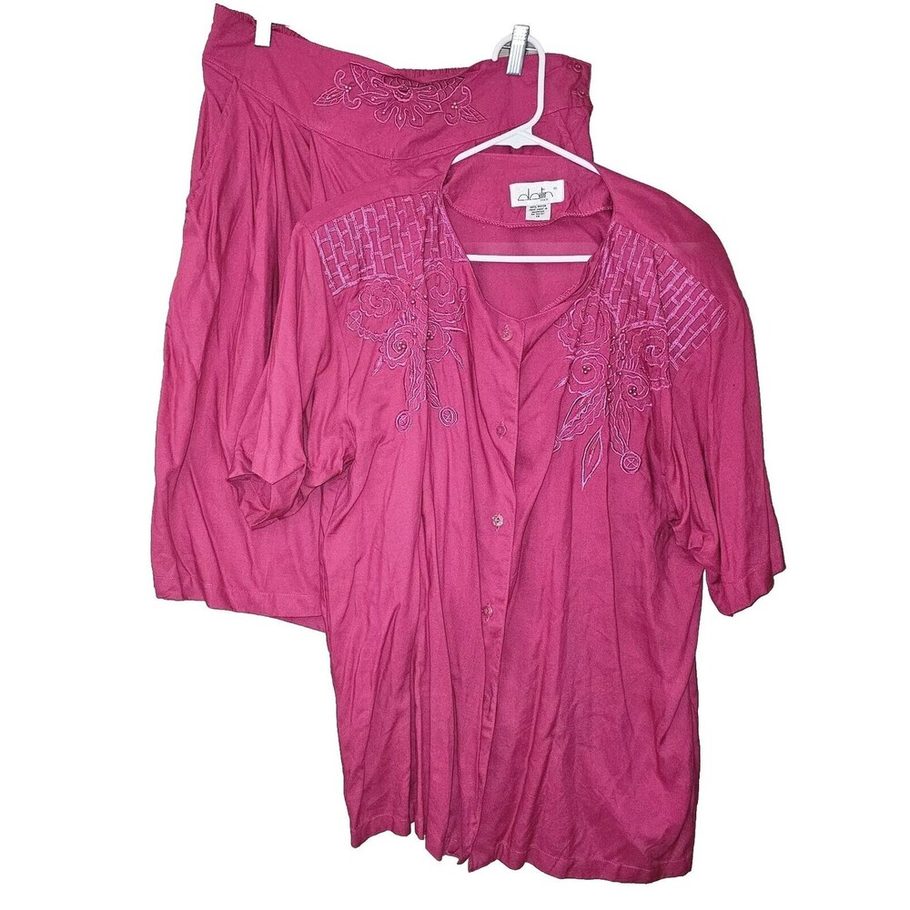 Dalin Pink Beaded Shorts And Top Matching Outfit 1X Sparkle Chic Vacation Bright